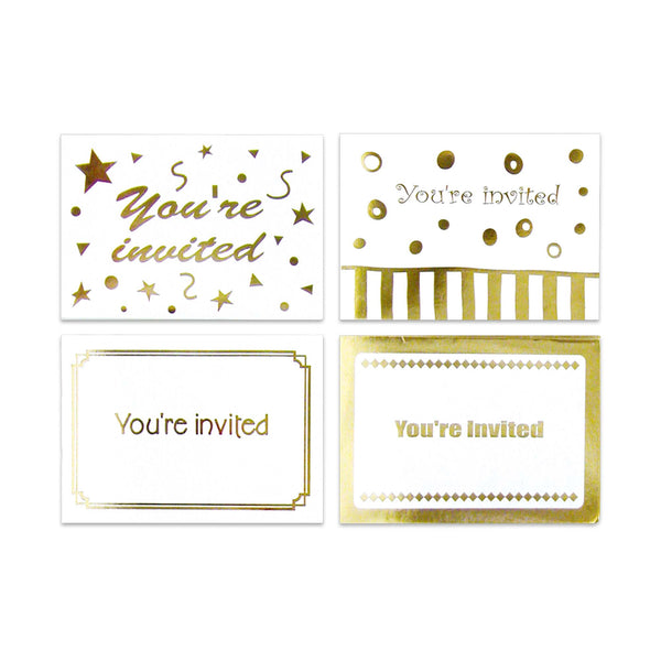 8 tarjetas de invitación con estampación en caliente + sobres, 8 diseños
