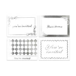 8 tarjetas de invitación con estampación en caliente + sobres, 8 diseños