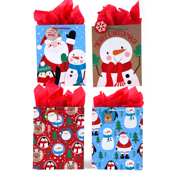 Bolsa impresa del taller de Santa Claus para Navidad-Horizontal Jumbo, 4 diseños