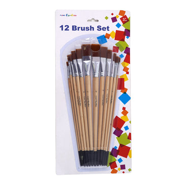 12Pk Flat Brush Set