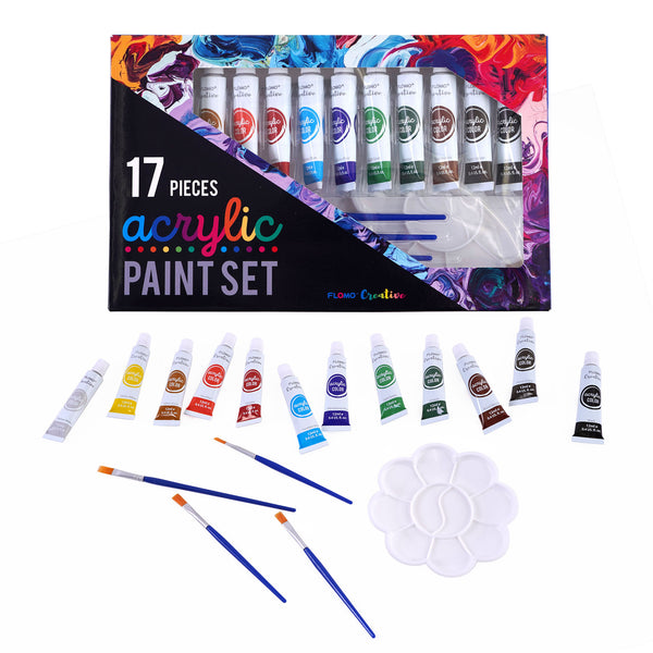 17Pk Acrylic Paints W/Tools