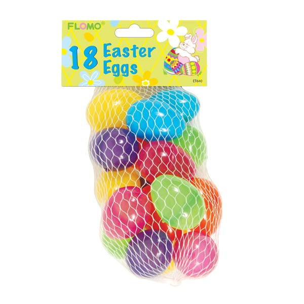18Pcs, Huevos de Pascua Brillantes 1.8" X 1.3"Dia.