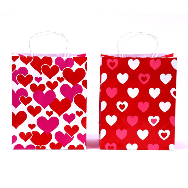 San Valentín - Europa - Ocasión Media - Color inteligente, Ocasión - Color sólido Corazones Impresos Bolsa de Regalo, 2 diseños