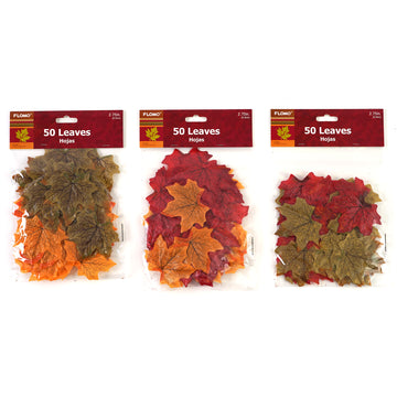 50Ct 2.75" Thanksgiving Leaves Assorted Colors, 3 Assortments