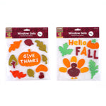 Harvest Give Thanks/Hello Fall Window Gels With Glitter 7.5" X 7.5", 2 Designs