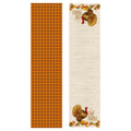 Harvest Turkey/Plaid Double Sided Table Runner 13" X 54"