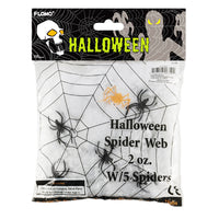 2Oz Tela de araña blanca de Halloween con 5 arañas