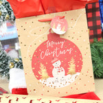 Large Christmas Holiday Glitter Kraft Gift Bag, 6 Designs