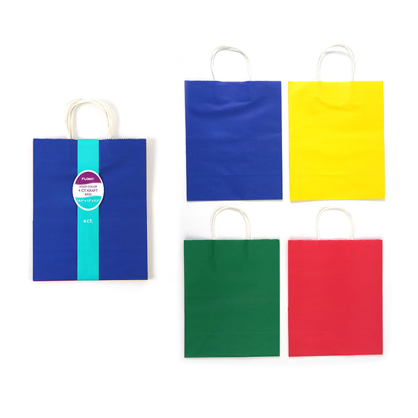 4Pk Bolsa grande de color sólido de Kraft blanco