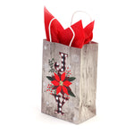 8Pk Narrow Medium Hot Stamp Bundle White Christmas Plaids Kraft Bags, 3 Designs