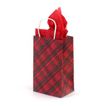 8Pk Narrow Medium Printed Bundle Plaids/Holly Christmas Kraft Bag, 3 Designs