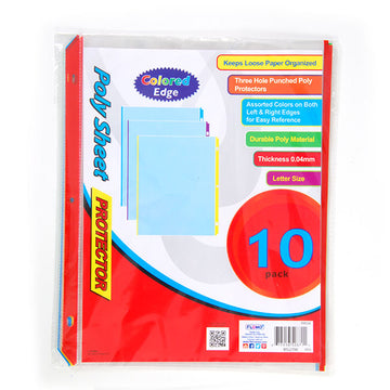 Protectores de hojas transparentes de 10Cts de Poly Colored Edge