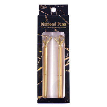 2Pk Metal Pen With Diamond, Medium Point, Black Ink
