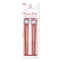 2Pk Metal Pen With Pearl, Medium Point, Black Ink, 2 Styles