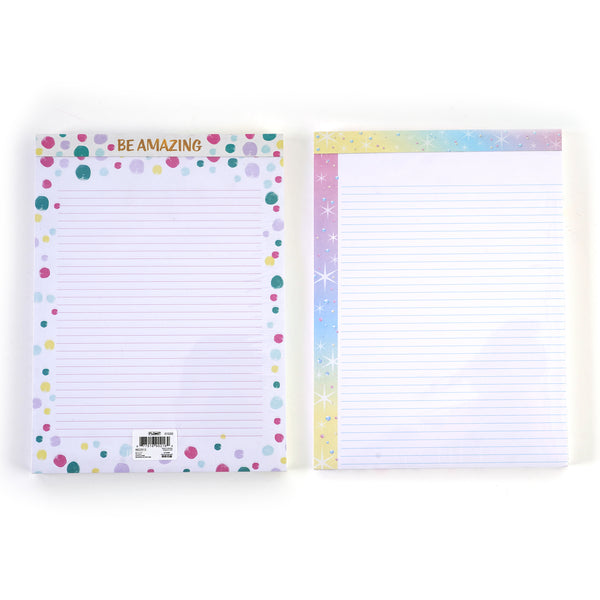 2Pk 80 Sheet Legal Pads, Sparkle Dot 11.5"L X 8.5"W, 2 Designs