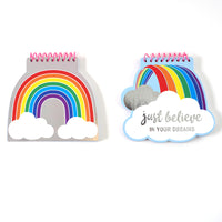 80 Sheet Die Cut Rainbow Spiral Memo Pads W/Hstamp, 5.75"X5.3", 2 Designs