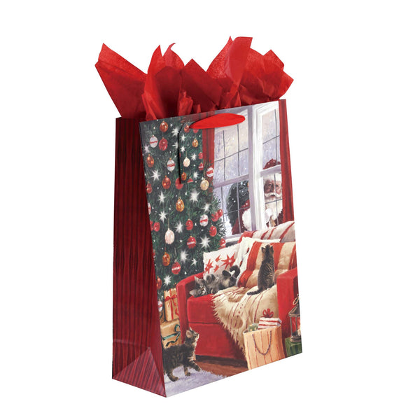 2Pk Extra Large Plaid Pets Christmas Glitter/Hot Stamp Bag, 4 Designs