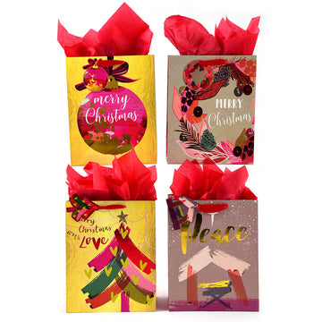 Bolsa grande Hot Stamp Peaceful Christmas Premium Plus, 4 diseños