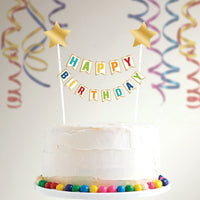 12" Happy Birthday White Banner Cake Topper