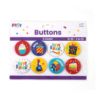 8Pk Birthday  Party Buttons