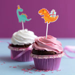 12Ct Dinosaur Party Cupcake Topper With Hot Stamp, 4 Designs Assorted