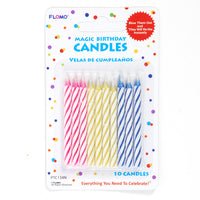 2.2 "H 10Pack de velas mágicas de cumpleaños a rayas, colores surtidos