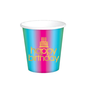 Vaso de papel 6Ct 9Oz Arco Iris con sello caliente