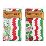 24 Sht Christmas Botanicals Printed Scalloped Die Cut Tissue, 2 Designs/Assortments