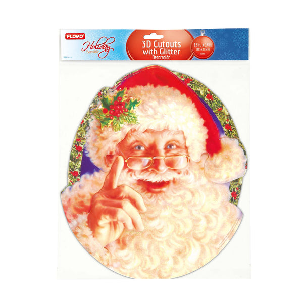 Recorte de papel navideño 3D de 12" X 14" con purpurina, 3 diseños