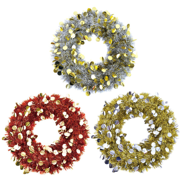 Guirnalda de oropel de 18 pulgadas con círculos cortados a troquel, 3 colores