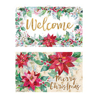Estera de la puerta de la Poinsettia de bienvenida a la Navidad tradicional, 29.9"X 17.7"X 0.16", 2 diseños