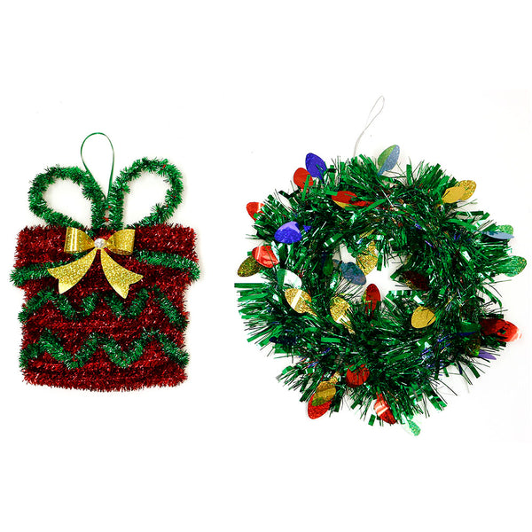 Decoración colgante de oropel de Navidad, 2 diseños