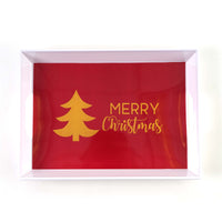 Christmas Handle Serving Tray With Hot Stamping 15.3" X 11.5", 2 Designs