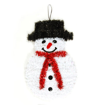 Placa colgante de oropel de muñeco de nieve grande de 19" X 12,5"