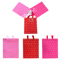 3Pk Large Gift Bags Hot Stamp On Matte - Happy Hearts Trio, 3 Colors