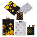 3Pk Multi Sizes M+L+E Festive Holiday Gold And Silver Hot Stamping Gift Bags, 3 Designs