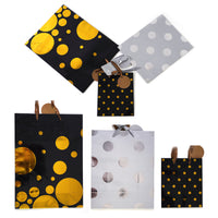3Pk Multi Sizes M+L+E Festive Holiday Gold And Silver Hot Stamping Gift Bags, 3 Designs