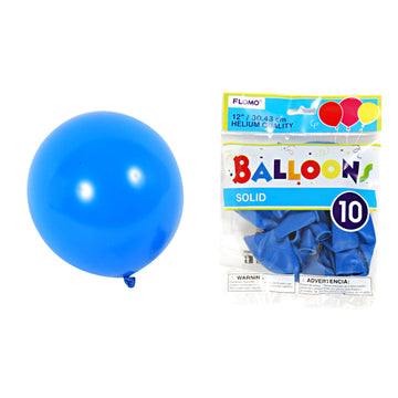 10Pack, 12" Solid Color Blue Balloons