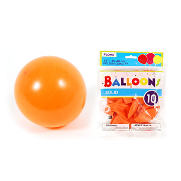 10Pack, 12" Solid Color Orange Balloons