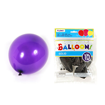 10Pack, 12" Solid Color Hot Purple Balloons