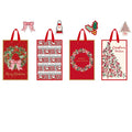4Pk Narrow Medium Christmas Bags W/Hot Stamp, Cm Traditional, 4 Designs