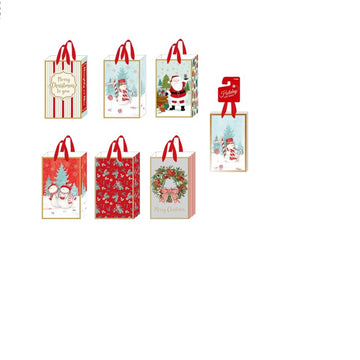 6Pk Narrow Medium Christmas Bags W/Hot Stamp, Snowmen & Friends, 6 Designs
