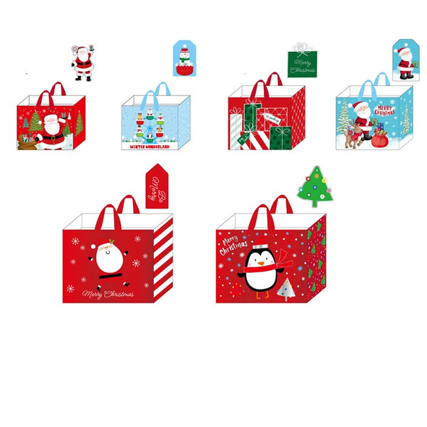 6Pk 2Hs/2Hm/2Hl Christmas Hot Stamp/Glitter/Print On Metallic Bags, Christmastime - 6 Designs