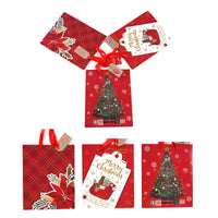 3Pk Large Christmastime Is Here Printed Bag, 4 Designs