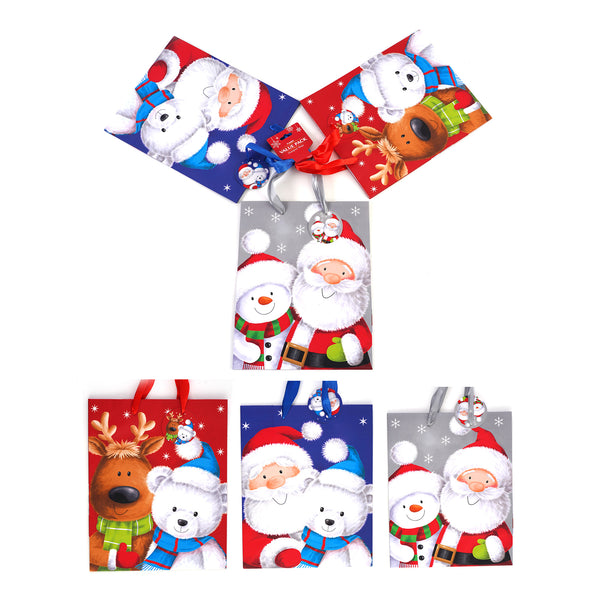 3Pk Large Friends Of Santa Printed Bag, 4 Designs