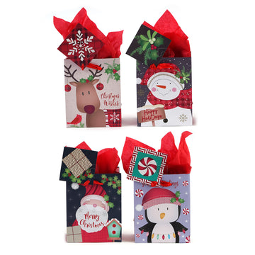Small Merry Holiday Wishes Printed Bag, 4 Designs