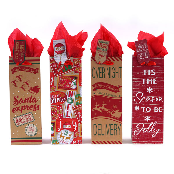 Bottle Christmas Signs Printed Bag, 4 Designs