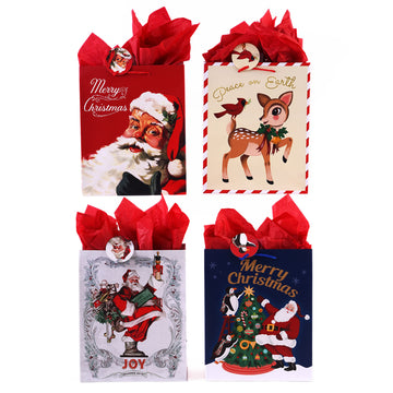 Medium Retro Reindeer & Friends Printed Bag, 4 Designs