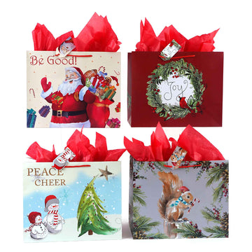 Horizontal Jumbo Happy Retro Christmas Printed Bag, 4 Designs
