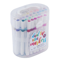 48Ct Dual Tip Brush & Chisel Tip Markers In Oval Reusable Case With Handle